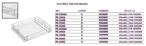 Iron Wire Tall Unit Basket (High Cabinet Series) - Image 4
