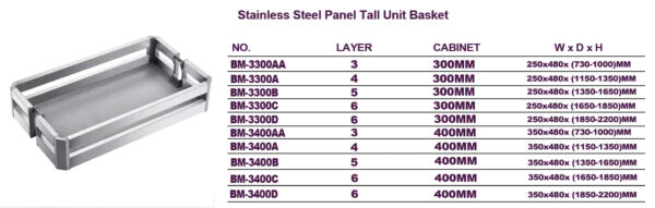 Stainless Steel Panel Tall Unit Basket (High Cabinet Series) - Image 5