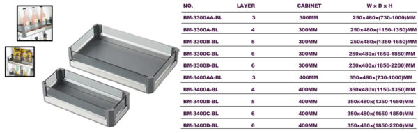Stainless Steel Panel Tall Unit Basket w/ Glass (High Cabinet Series) - Image 5